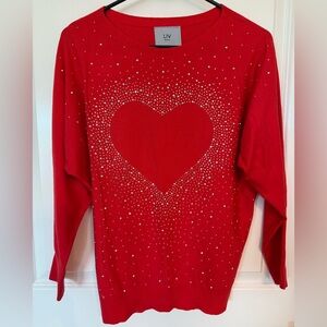 NWOT Milano Red Heart Embellished Sweater